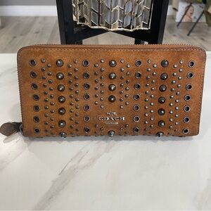 Coach Tan Studded Zip Wallet